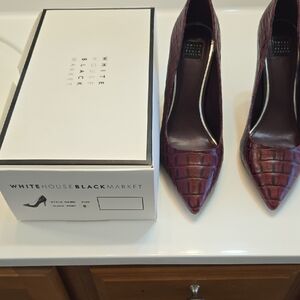 White House Black Market Maroon Croc-Pattern Heels